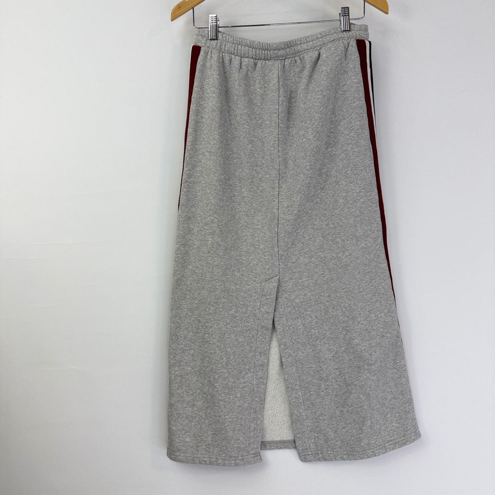 Daily Practice Anthropologie Knit Midi Skirt Womens M Grey Side Stripe Sporty - Picture 4 of 10
